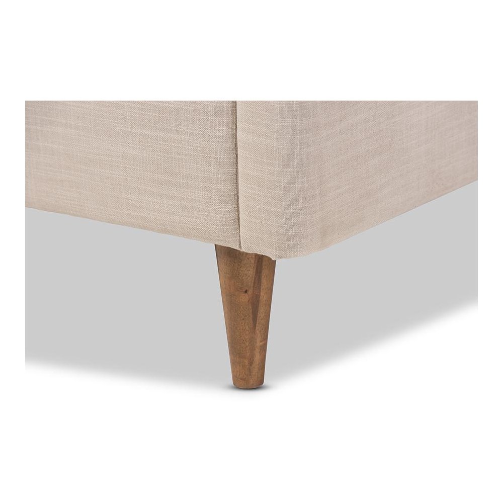 Baxton Studio Hannah Mid-Century Modern Beige Linen Queen Size Platform Bed. Picture 4