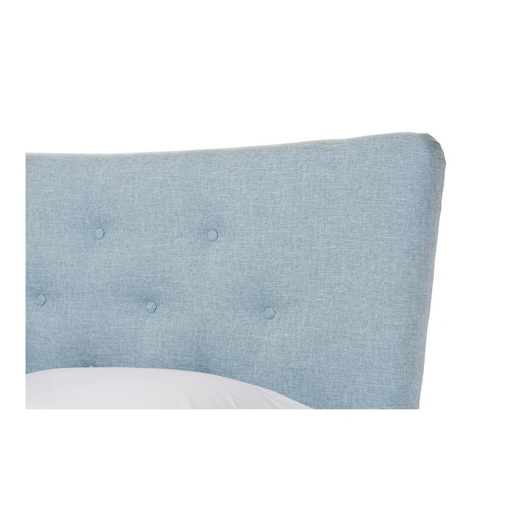 Baxton Studio Hannah Mid-Century Modern Sky Blue Fabric Queen Size Platform Bed. Picture 3