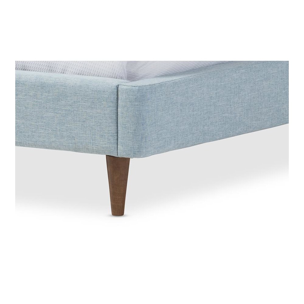 Baxton Studio Hannah Mid-Century Modern Sky Blue Fabric Queen Size Platform Bed. Picture 4