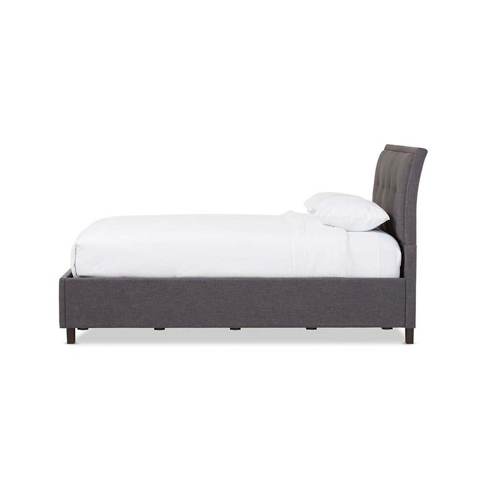 Lea Modern and Contemporary Dark Grey Fabric Queen Size Storage Platform Bed. Picture 3