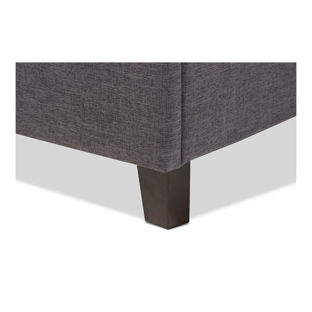 Lea Modern and Contemporary Dark Grey Fabric Queen Size Storage Platform Bed. Picture 6