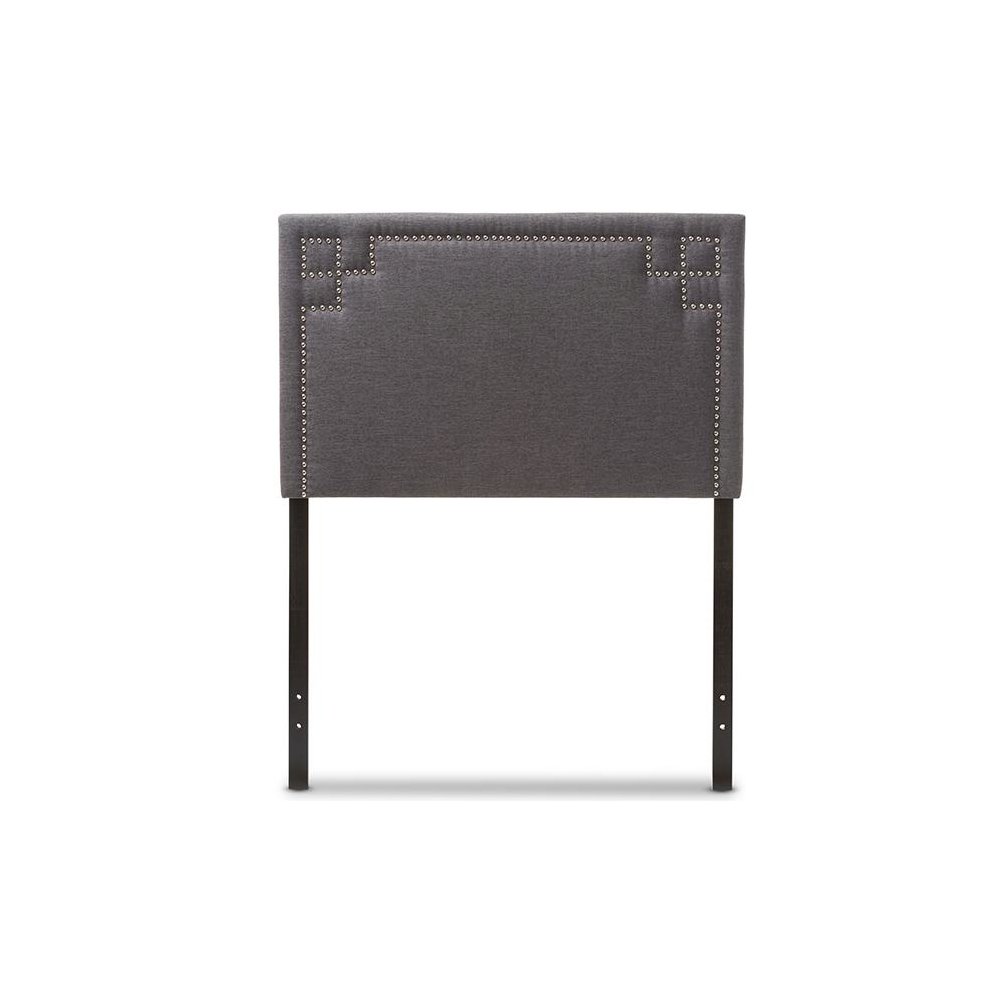 Geneva Modern and Contemporary Dark Grey Fabric Upholstered Twin Size Headboard. Picture 1
