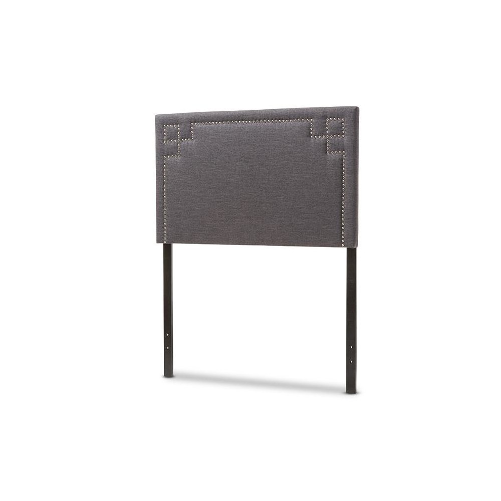 Geneva Modern and Contemporary Dark Grey Fabric Upholstered Twin Size Headboard. Picture 2