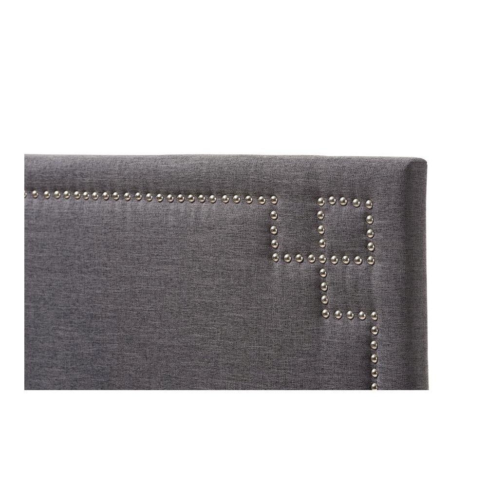 Geneva Modern and Contemporary Dark Grey Fabric Upholstered Twin Size Headboard. Picture 3