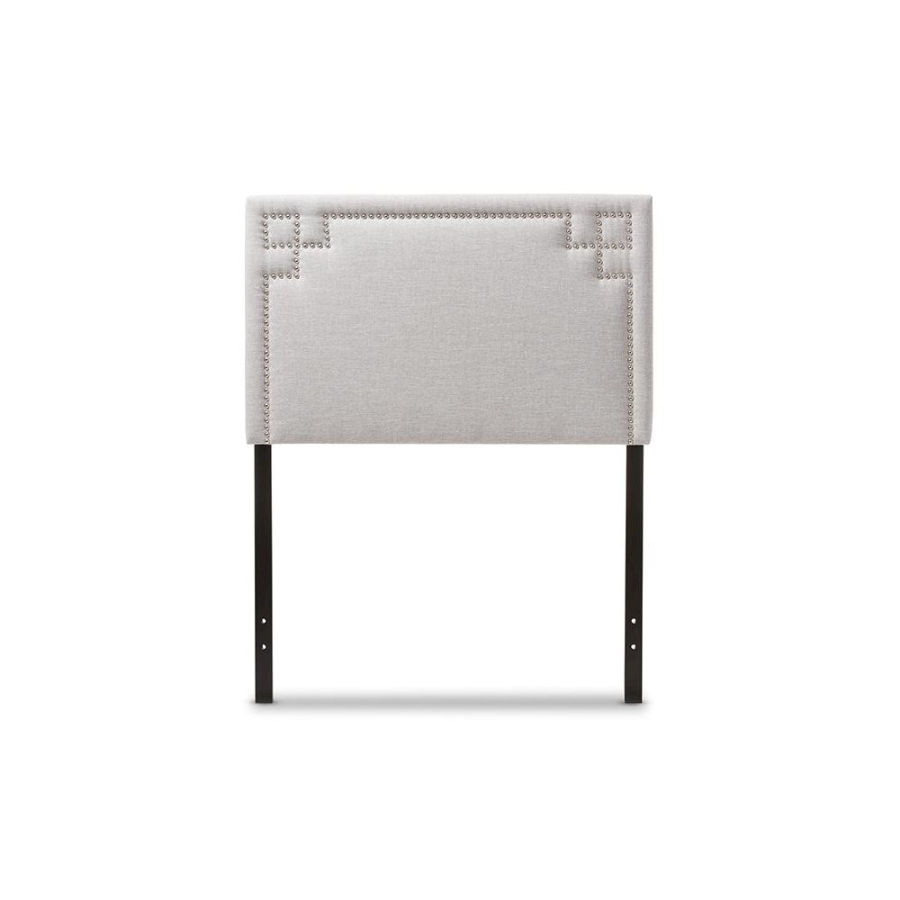 Grayish Beige Fabric Upholstered Twin Size Headboard. Picture 1