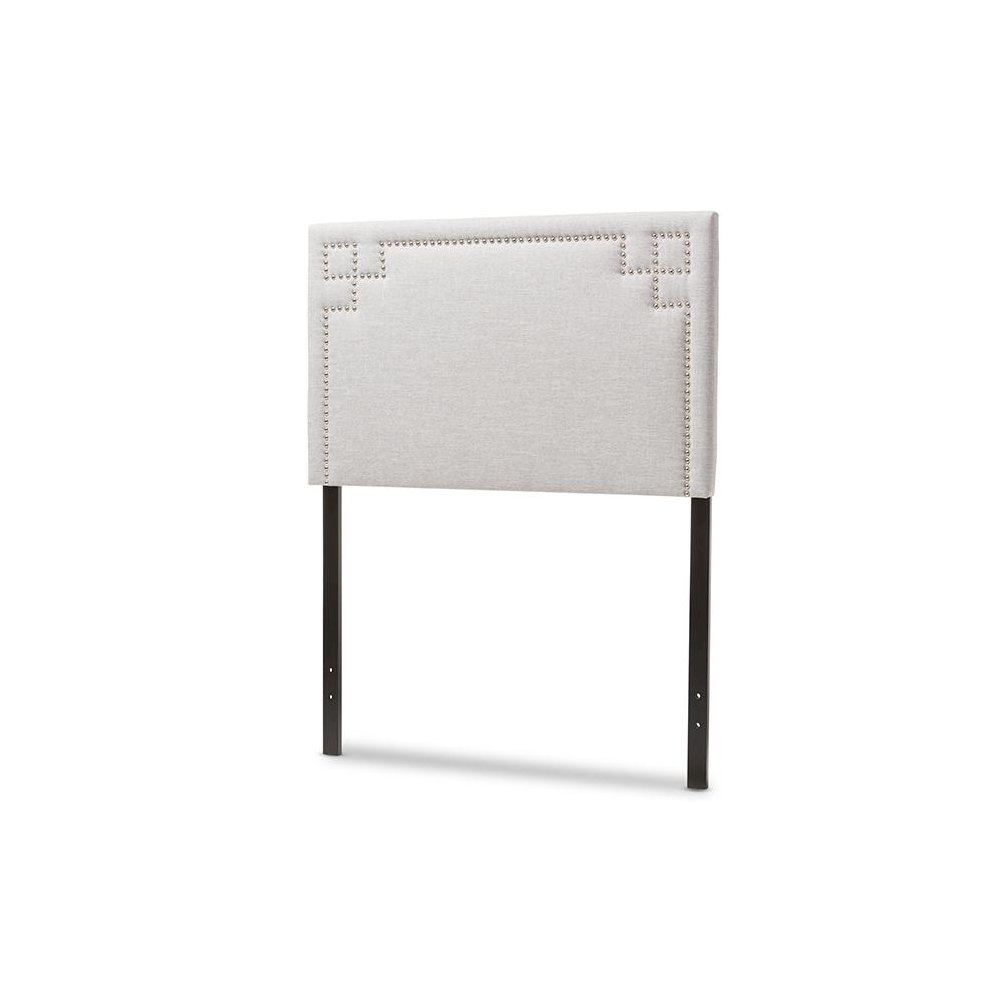 Grayish Beige Fabric Upholstered Twin Size Headboard. Picture 2