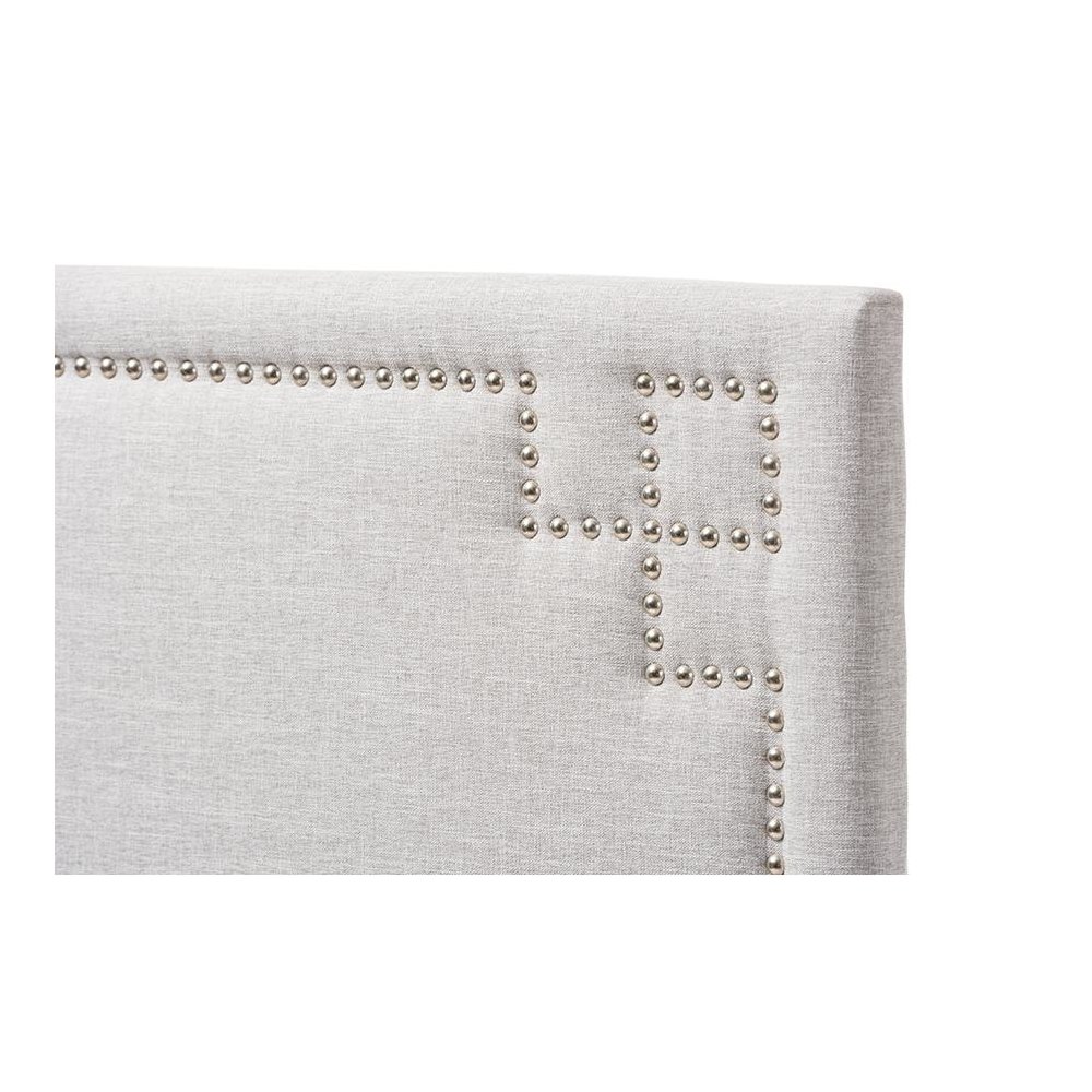 Grayish Beige Fabric Upholstered Twin Size Headboard. Picture 3