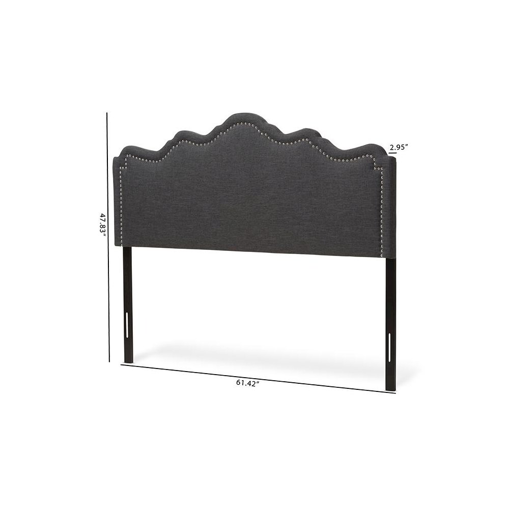 Nadeen Modern and Contemporary Dark Grey Fabric Full Size Headboard. Picture 6