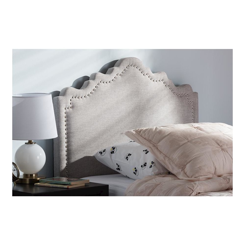 Nadeen Modern and Contemporary Greyish Beige Fabric Twin Size Headboard. Picture 4