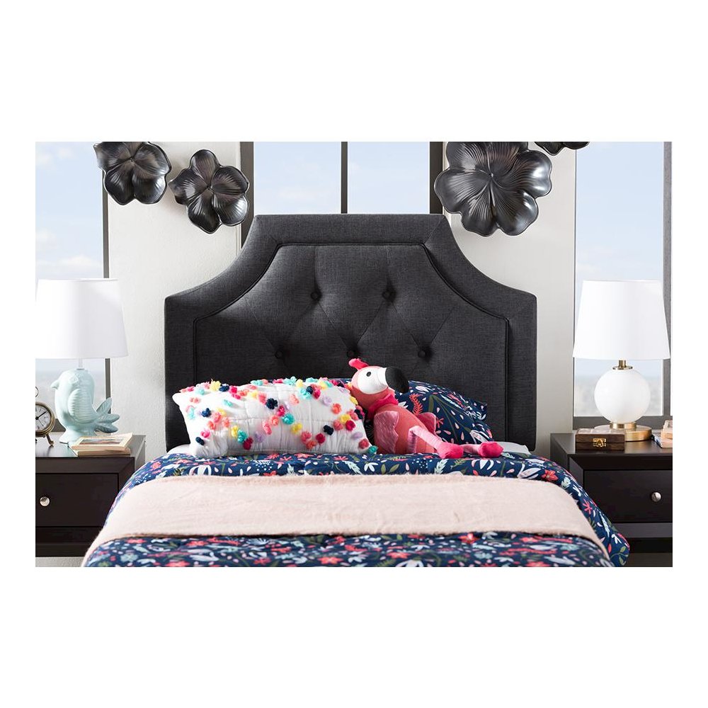 Baxton Studio Mars Modern and Contemporary Dark Grey Fabric Twin Size Headboard. Picture 4