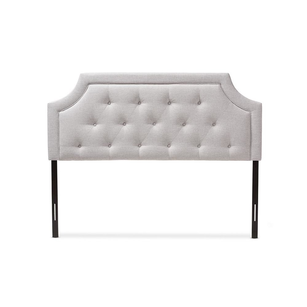 Mars Modern and Contemporary Greyish Beige Fabric Full Size Headboard. Picture 2
