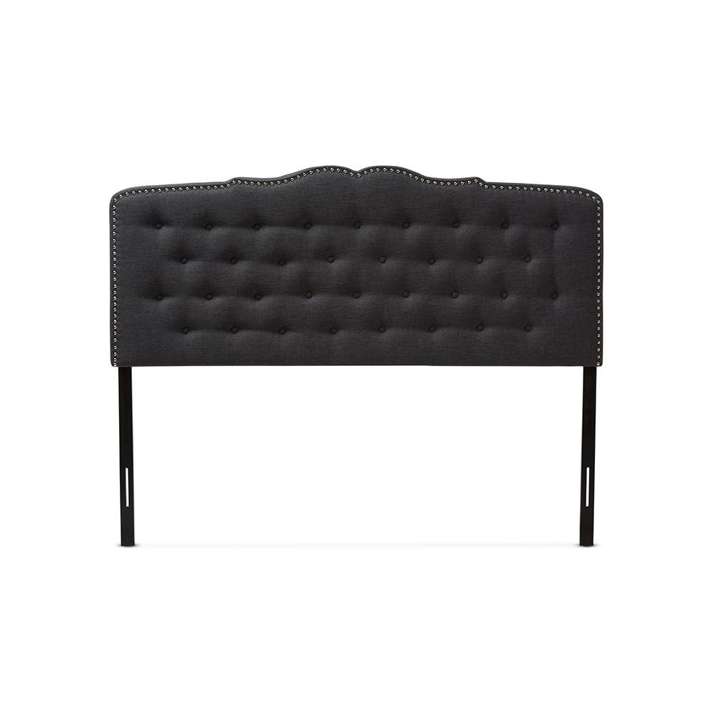 Baxton Studio Lucy Modern and Contemporary Dark Grey Fabric Queen Size Headboard. Picture 2