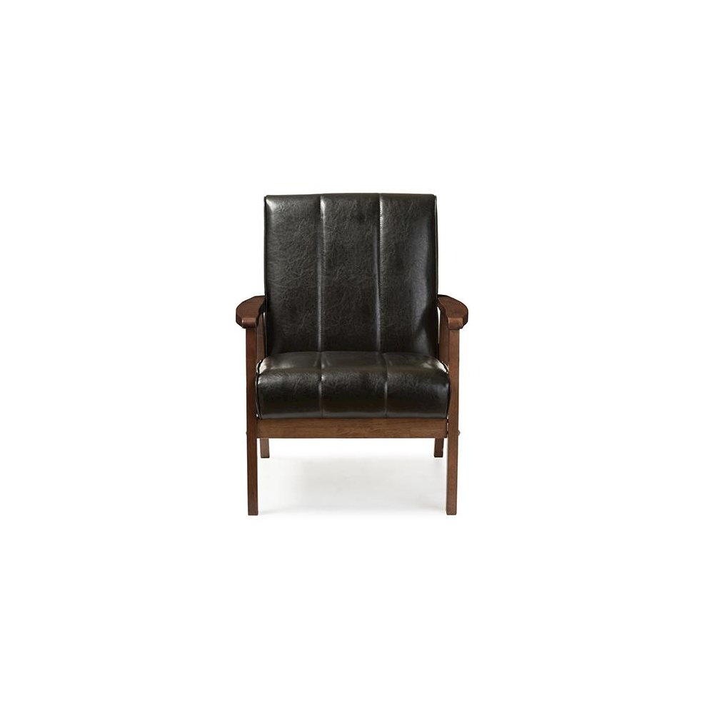 Leather Wooden Lounge Chair. Picture 5