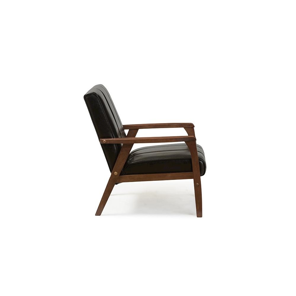 Leather Wooden Lounge Chair. Picture 2