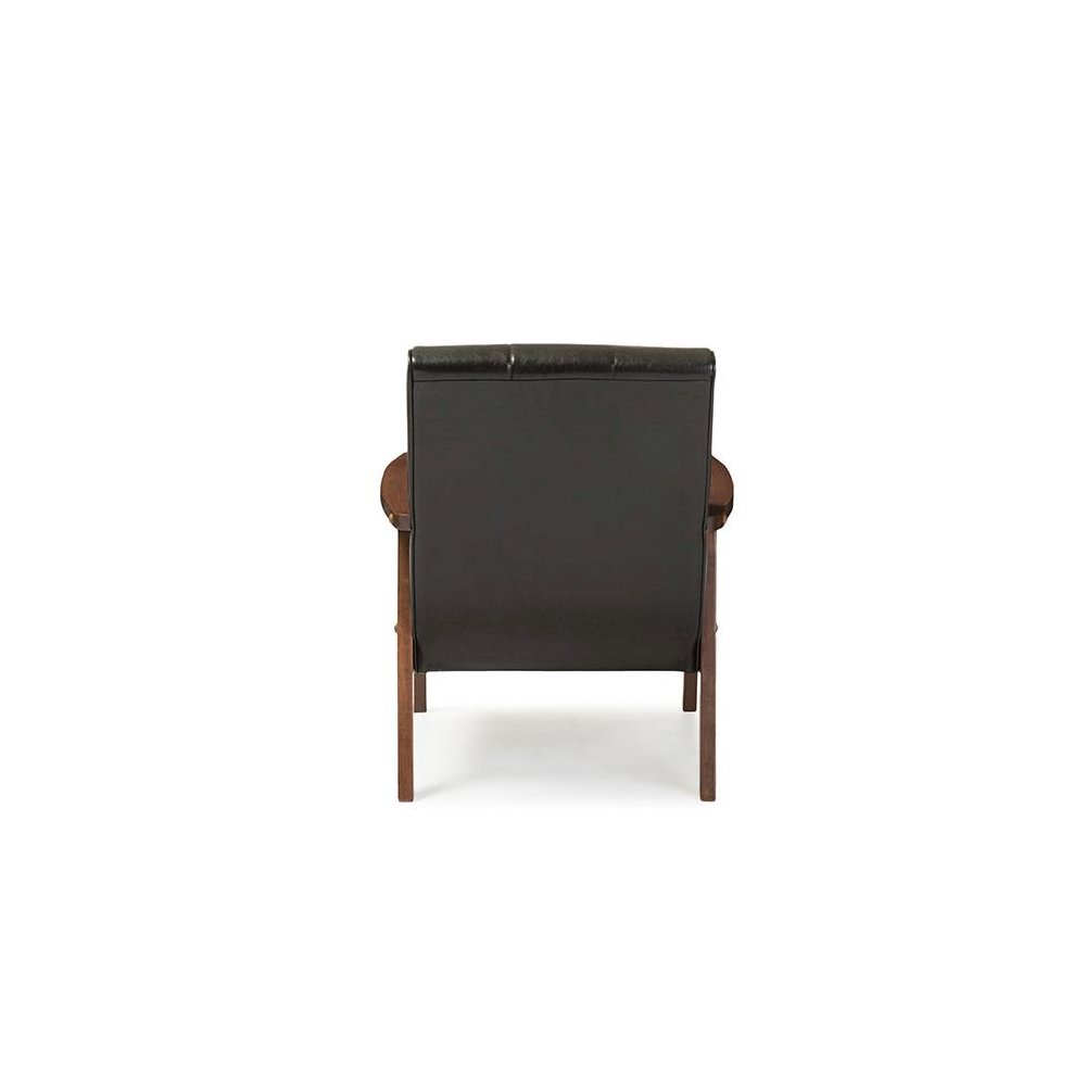 Leather Wooden Lounge Chair. Picture 3
