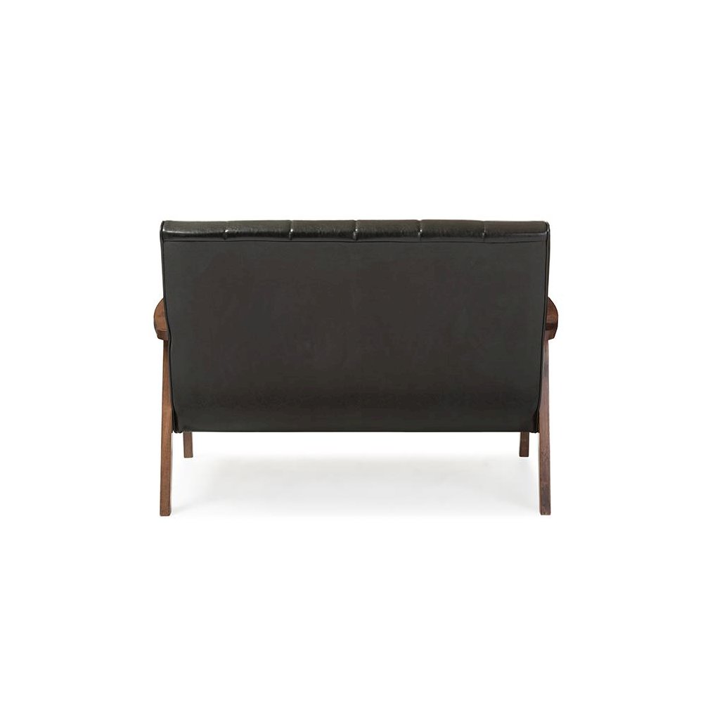 Leather Wooden 2-Seater Loveseat. Picture 3
