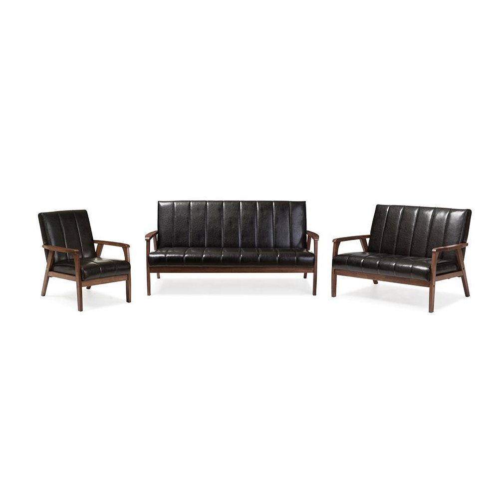 Leather 3 Pieces Living Room Sets. Picture 1
