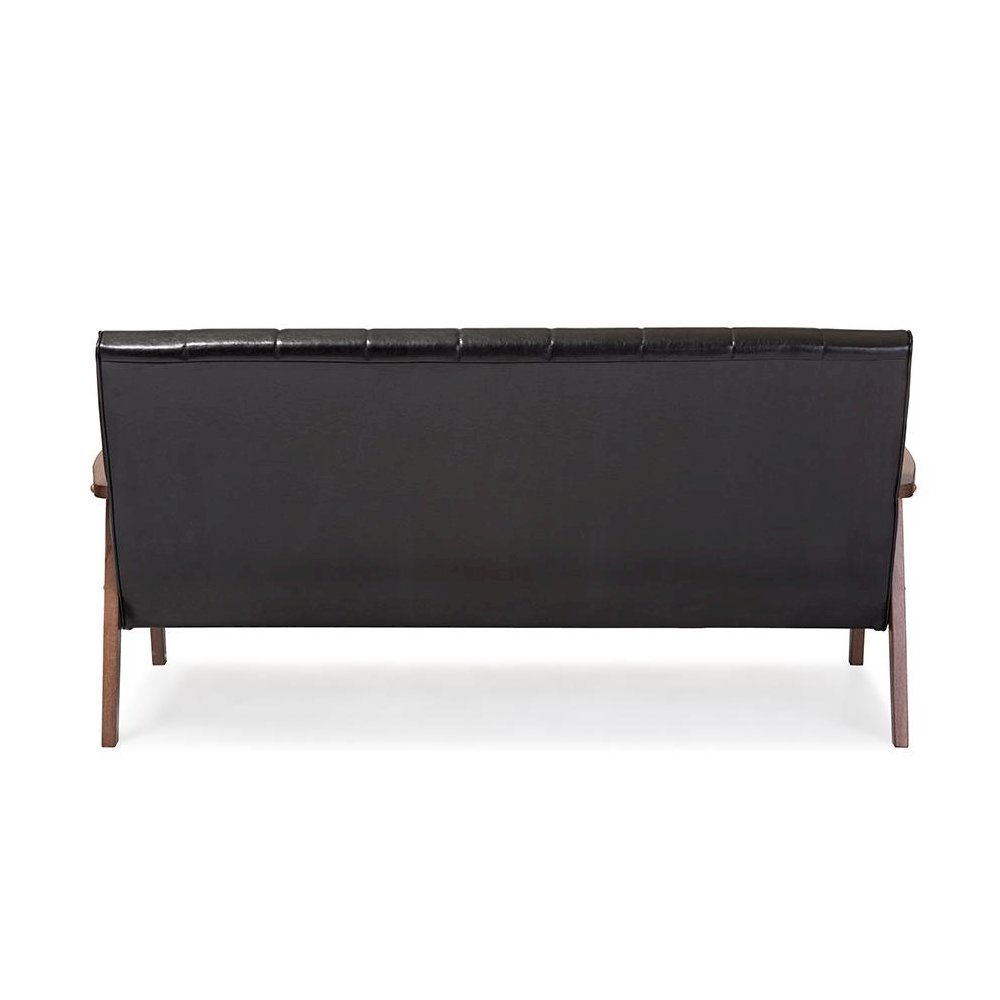 Leather Wooden 3-Seater Sofa. Picture 3