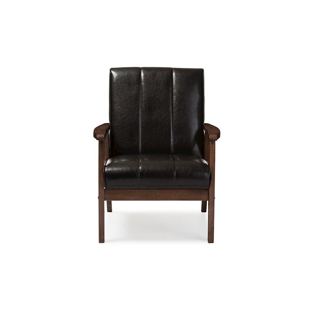 Leather Wooden Lounge Chair. Picture 5