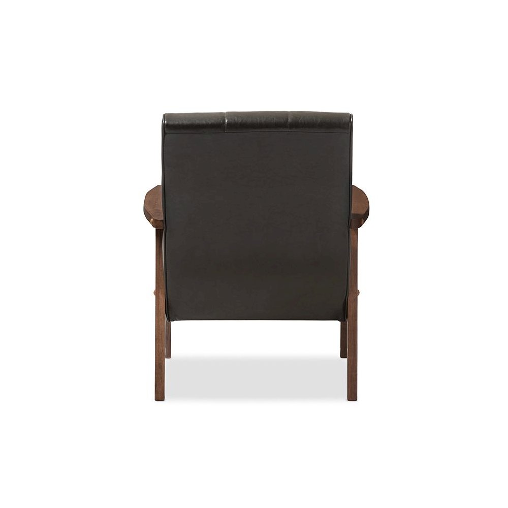 Leather Wooden Lounge Chair. Picture 3