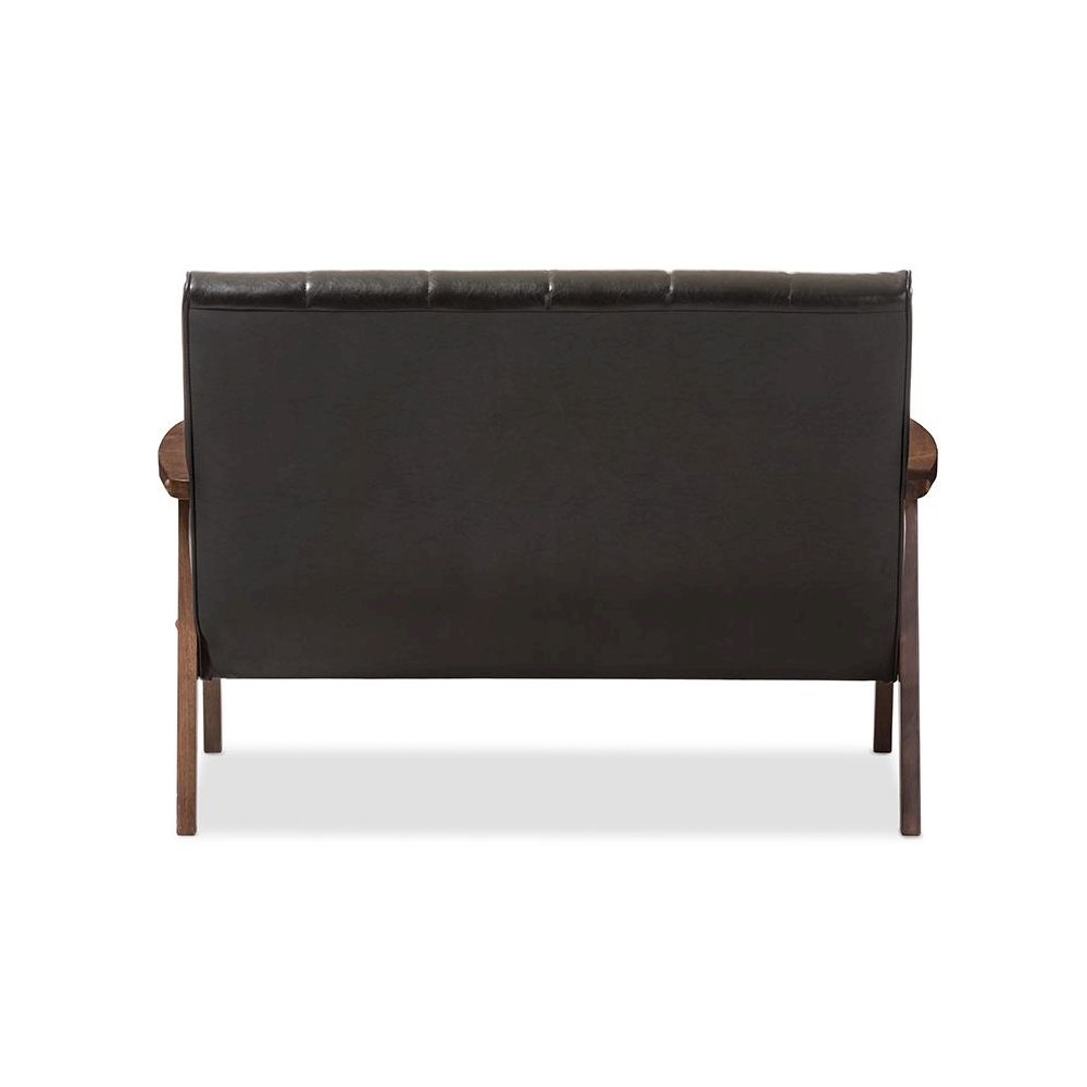 Leather Wooden 2-Seater Loveseat. Picture 3