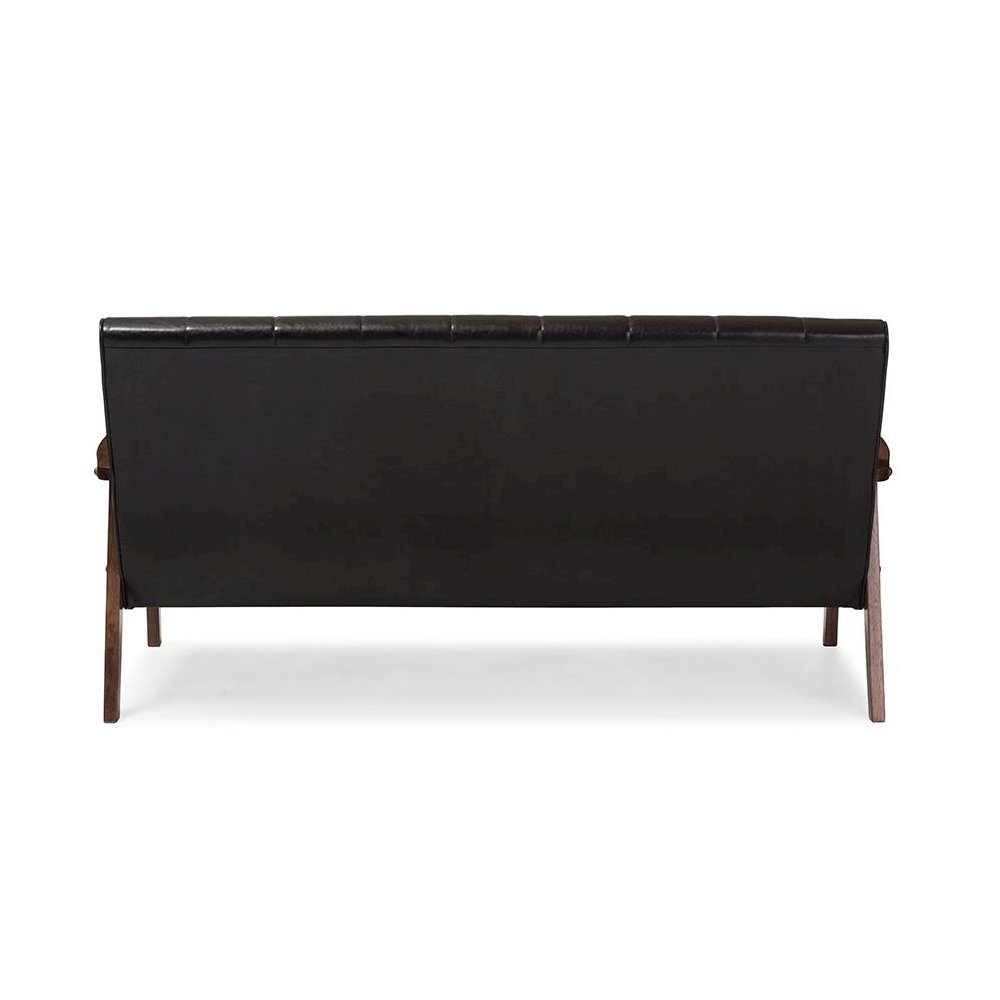 Leather Wooden 3-Seater Sofa. Picture 3