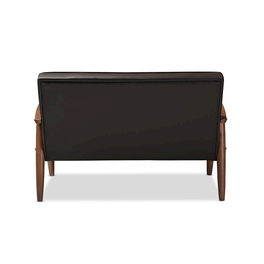 Leather Upholstered Wooden 2-seater Loveseat. Picture 3