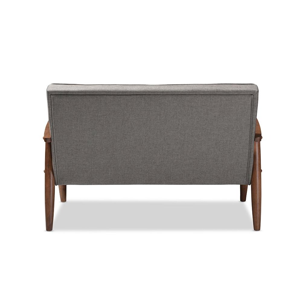 Grey Fabric Upholstered Wooden 2-seater Loveseat. Picture 3