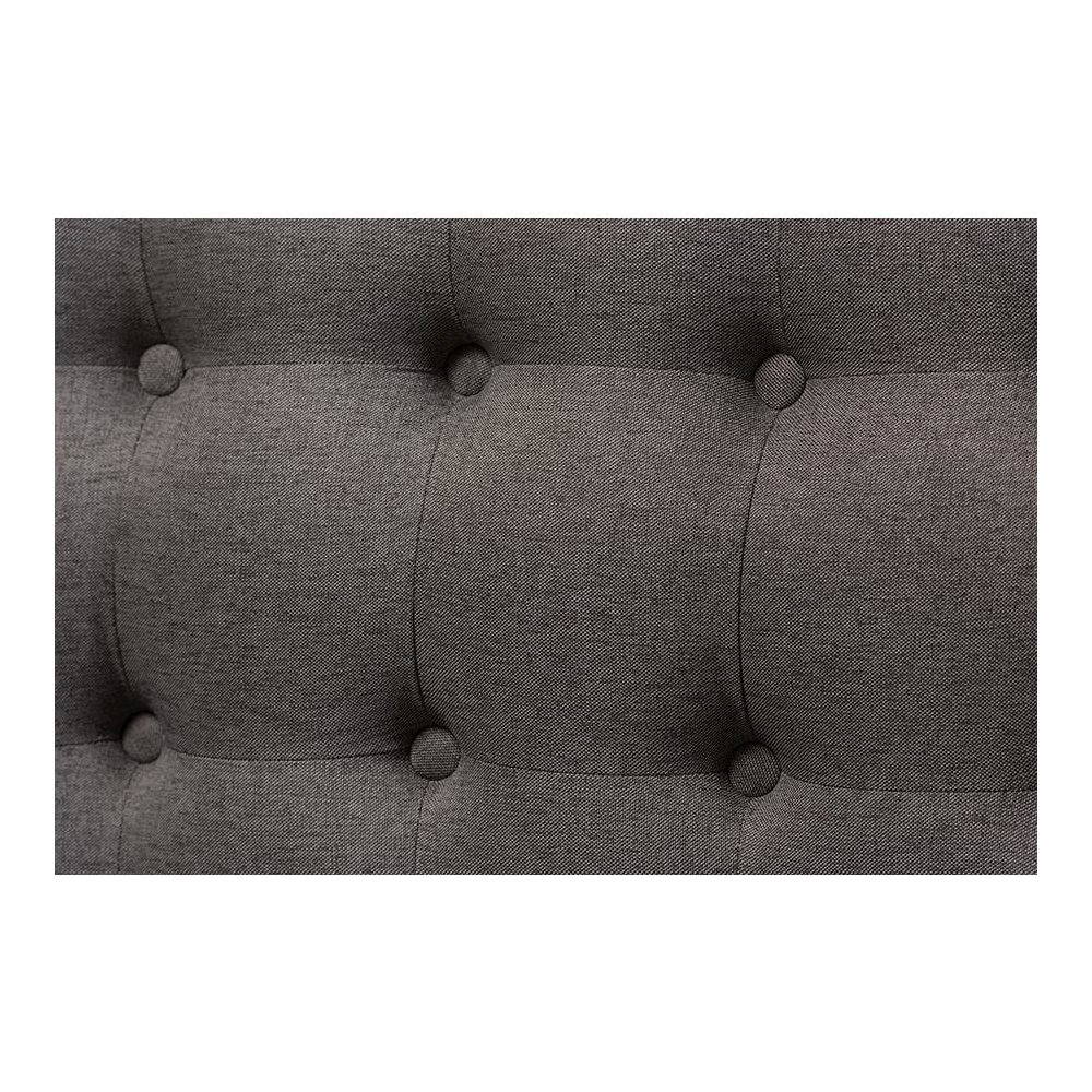 Grey Fabric and Natural Wood Finishing 3-Seater Settee Bench. Picture 5