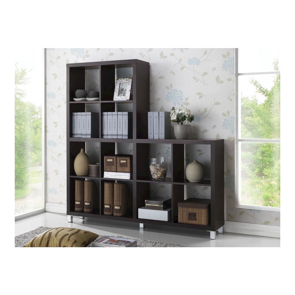 Baxton Studio Sunna Dark Brown Modern Cube Shelving Unit. Picture 3