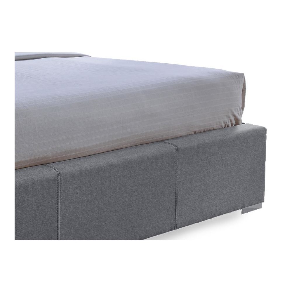 Grid-Tufted Grey Fabric Upholstered Storage King-Size Bed with 2-drawer. Picture 3