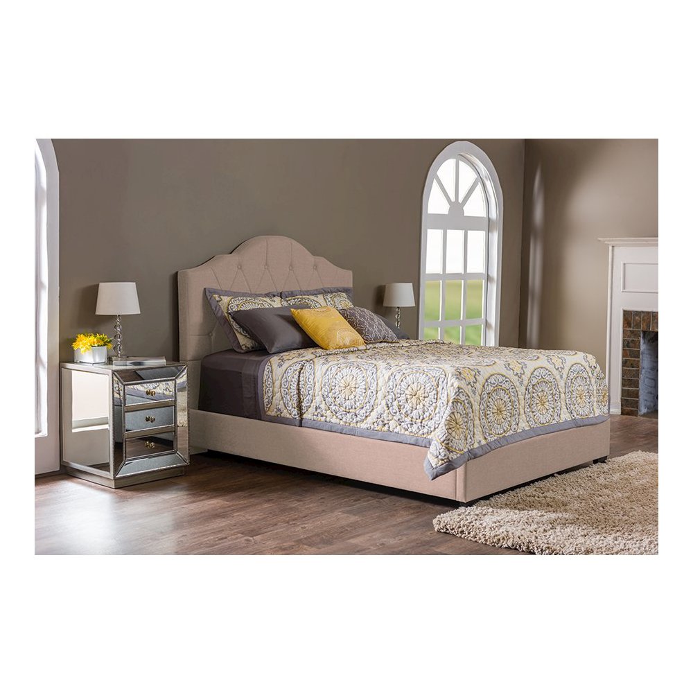 Juliet Light Brown Tufted King Size Bed. Picture 4