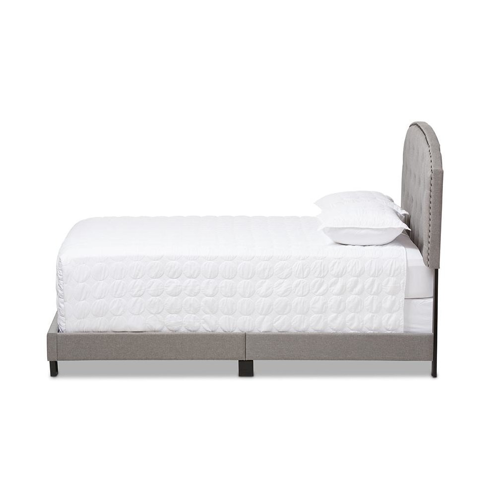 Lexi Modern and Contemporary Light Grey Fabric Upholstered Queen Size Bed. Picture 2