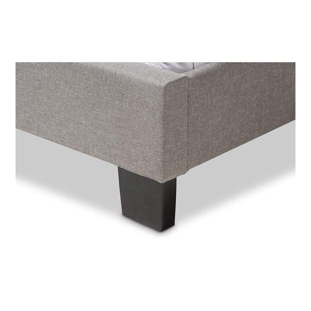 Lexi Modern and Contemporary Light Grey Fabric Upholstered Queen Size Bed. Picture 5
