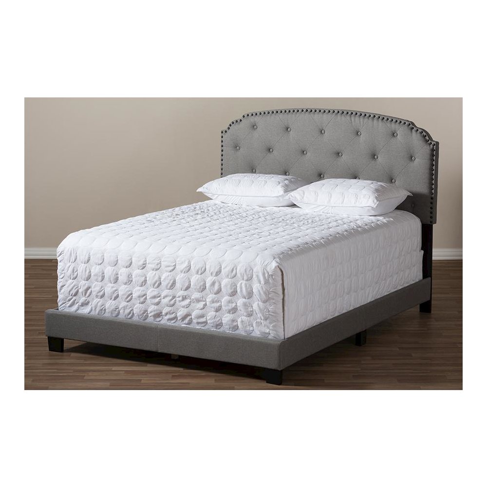 Lexi Modern and Contemporary Light Grey Fabric Upholstered Queen Size Bed. Picture 7
