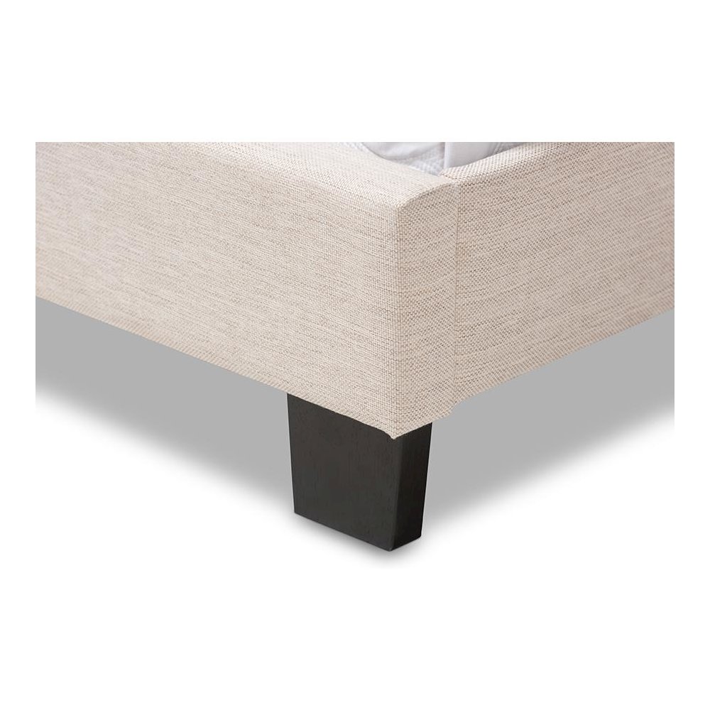 Cassandra Modern and Contemporary Light Beige Fabric Upholstered Queen Size Bed. Picture 5