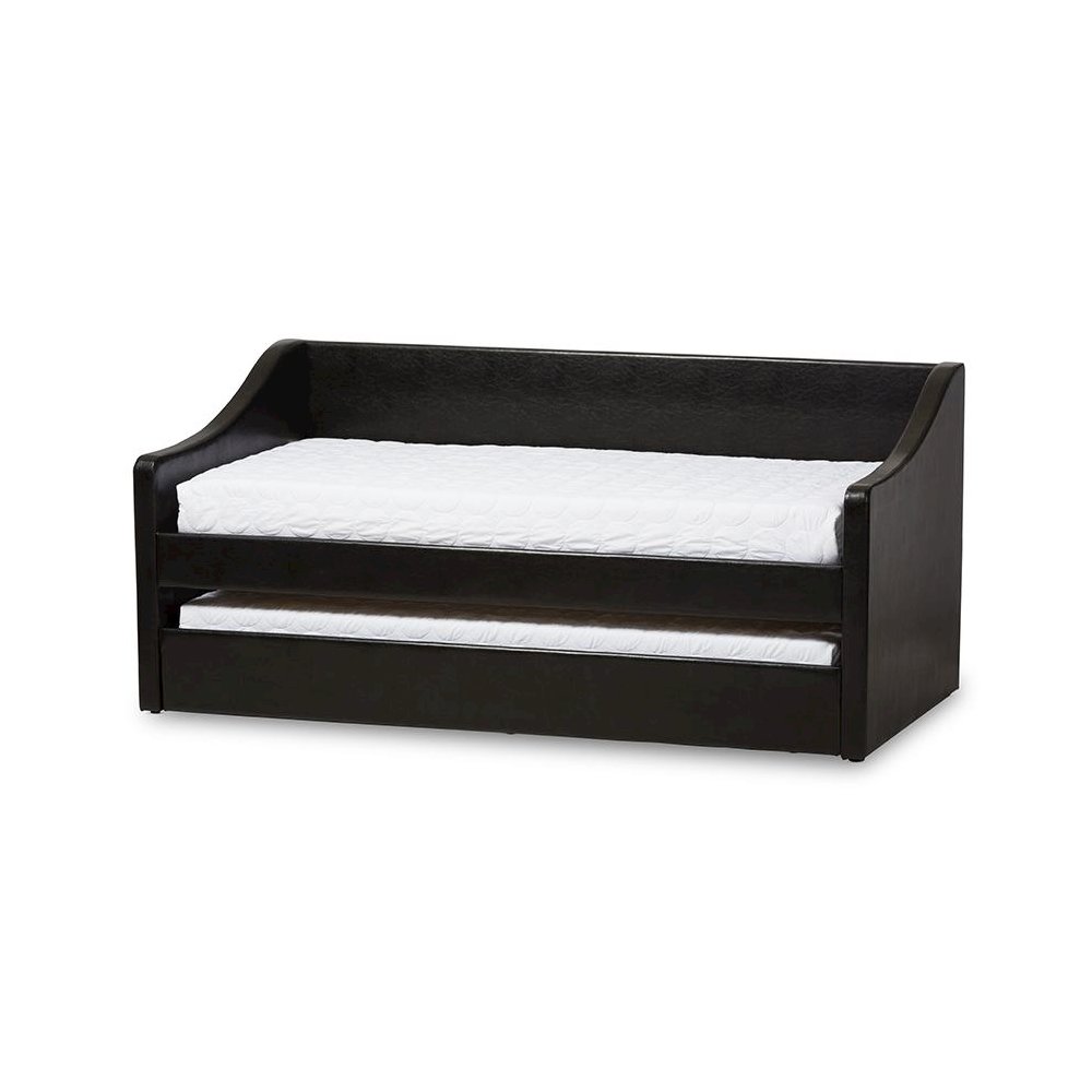 Barnstorm Modern and Contemporary Black Faux Leather Upholstered Daybed. Picture 1