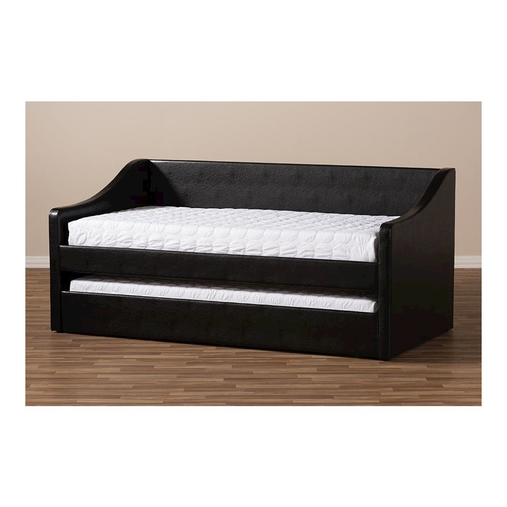 Barnstorm Modern and Contemporary Black Faux Leather Upholstered Daybed. Picture 10