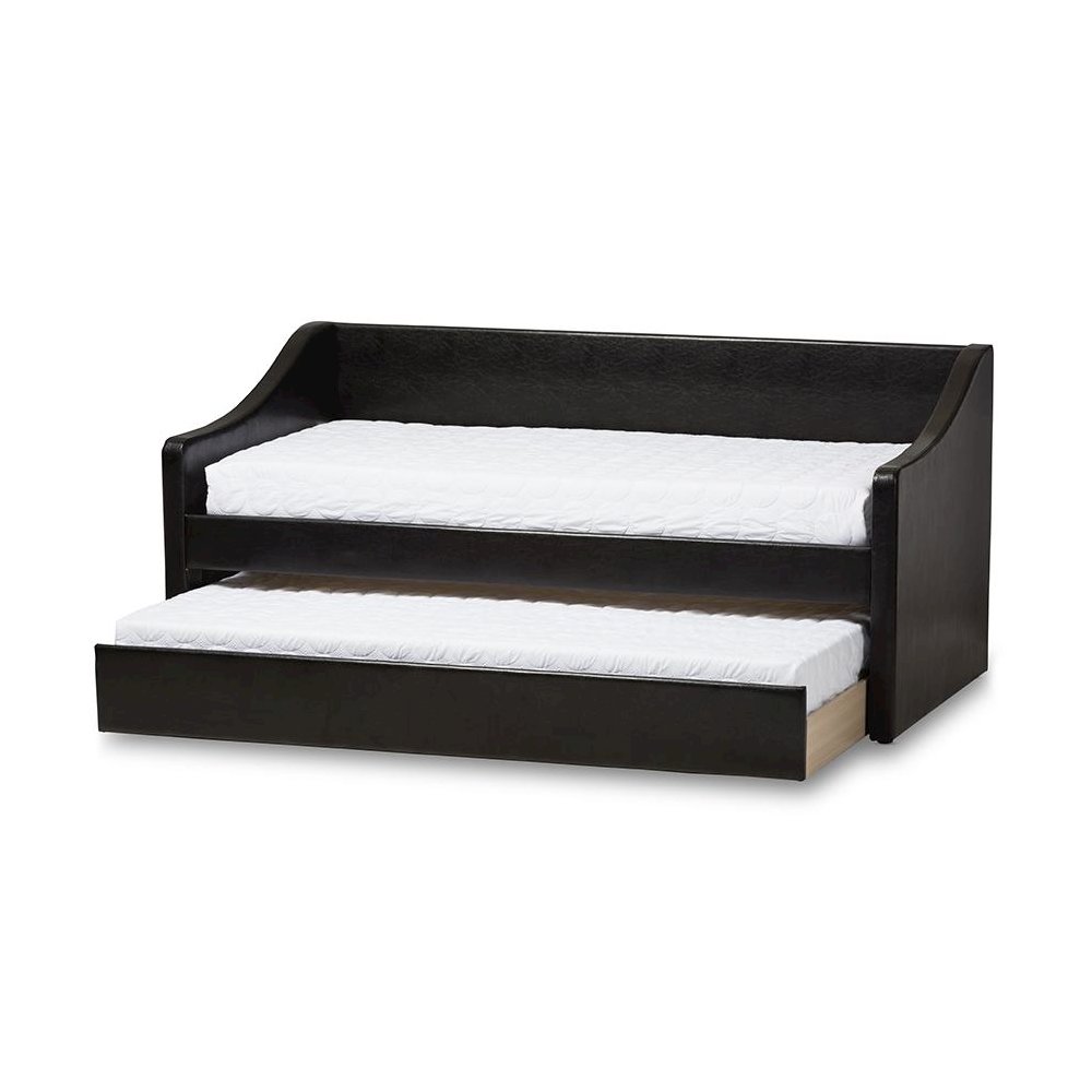 Barnstorm Modern and Contemporary Black Faux Leather Upholstered Daybed. Picture 2