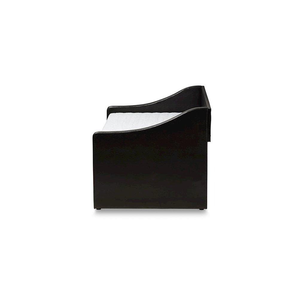 Barnstorm Modern and Contemporary Black Faux Leather Upholstered Daybed. Picture 3