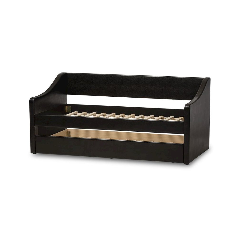Barnstorm Modern and Contemporary Black Faux Leather Upholstered Daybed. Picture 4