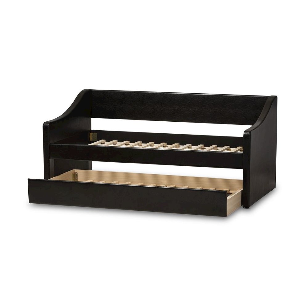Barnstorm Modern and Contemporary Black Faux Leather Upholstered Daybed. Picture 5