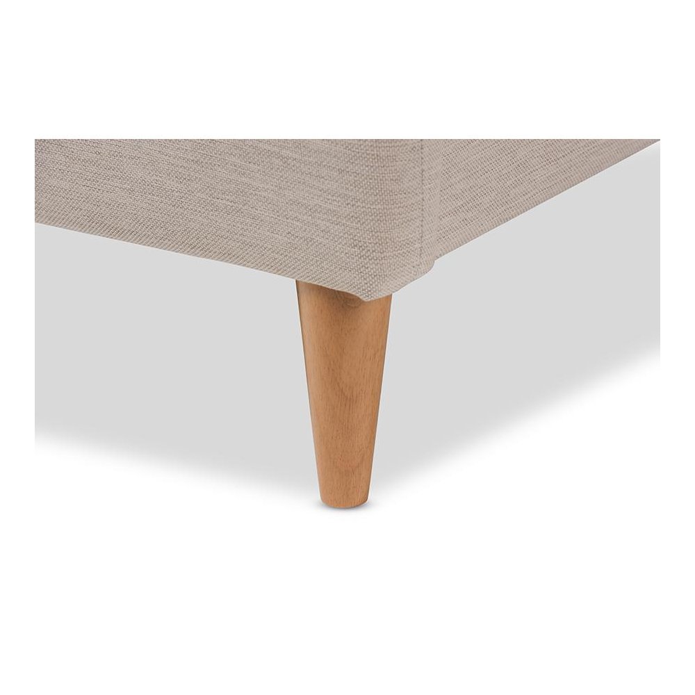 Mia Mid-Century Light Beige Fabric Upholstered Full Size Platform Bed. Picture 5