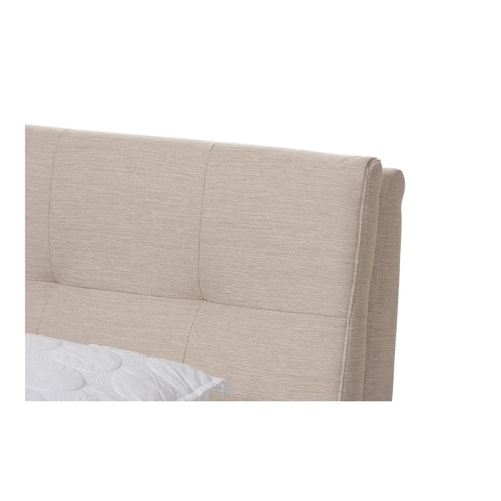 Baxton Studio Adelia Mid-Century Light Beige Whitewash Queen Size Platform Bed. Picture 4