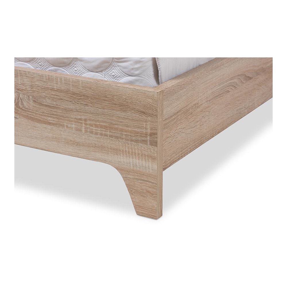 Baxton Studio Adelia Mid-Century Light Beige Whitewash Queen Size Platform Bed. Picture 5