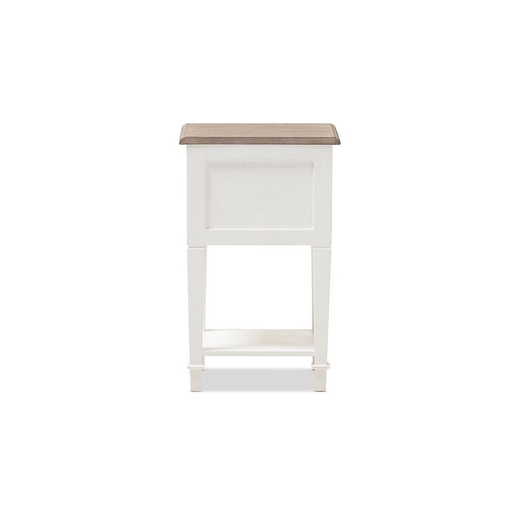 Weathered Oak and White Wash Distressed Finish Wood Nightstand. Picture 5