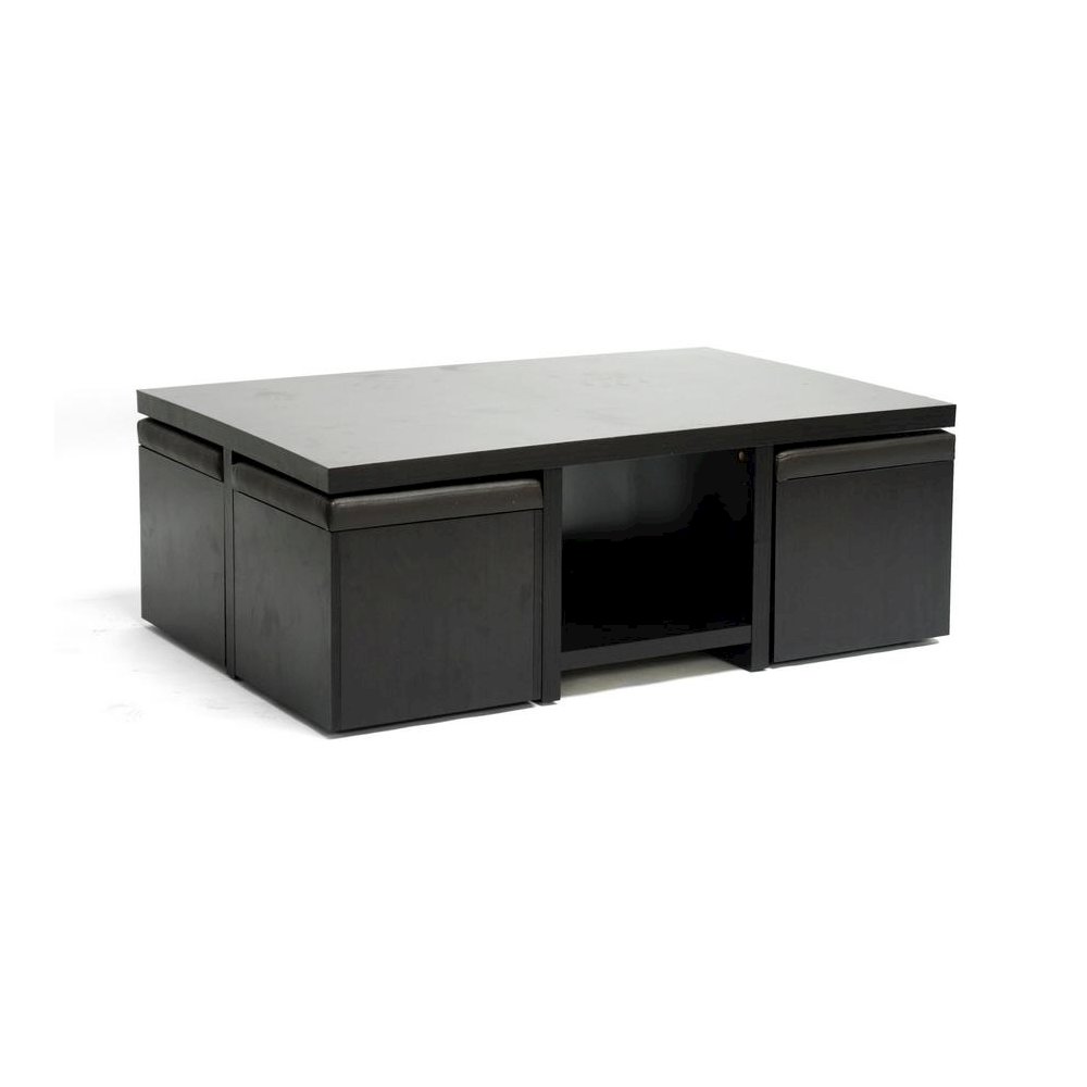 Baxton Studio Prescott Modern Table and Stool Set with Hidden Storage. Picture 1