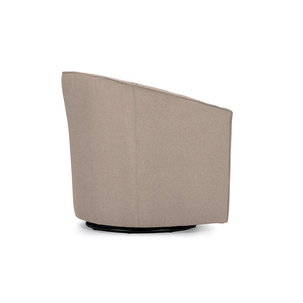 Classic Retro Beige Fabric Upholstered Swivel Tub Chair. Picture 2