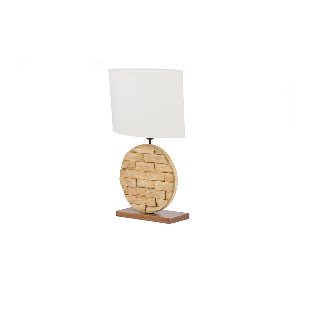 Budalin Wood & White Linen Lamp. Picture 2