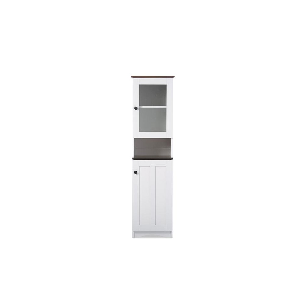 Two-tone White and Dark Brown Buffet and Hutch Kitchen Cabinet. Picture 6